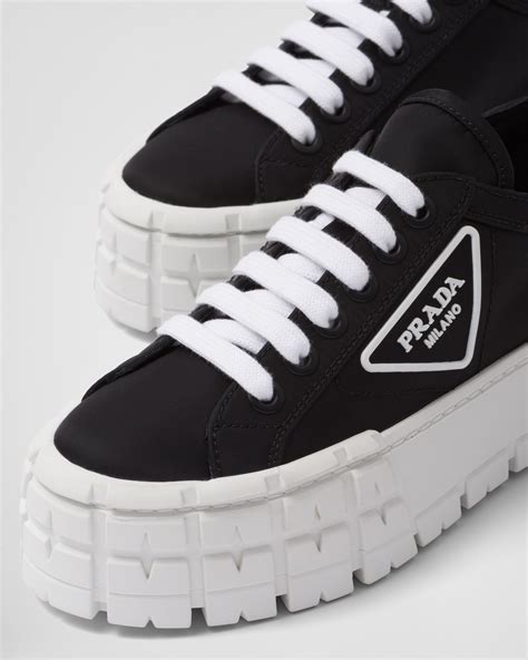 prada gabardine high-top sneakers|Prada double wheel platform sneaker.